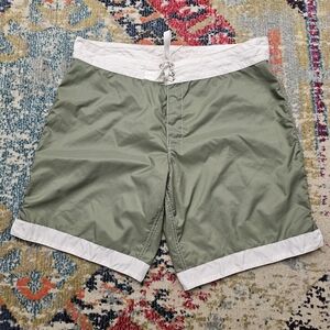 Birdwell Beach Britches Board Shorts Mens 36 Swim Trunks 9" Green Nylon Vintage